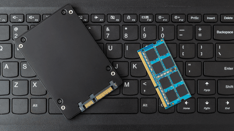 Hard drive on a keyboard.