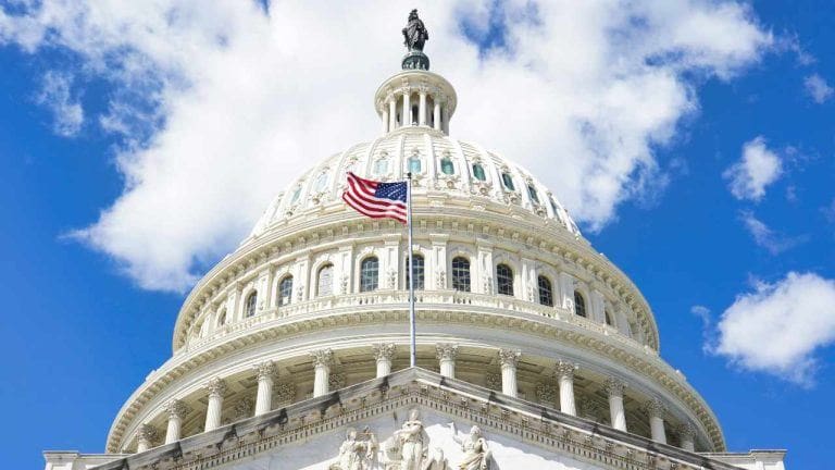Image of the US senate during a bright, sunny day.