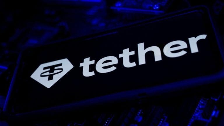 Tether logo on dark mobile