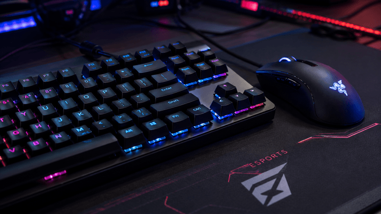 High-performance esports keyboard and mouse setup.
