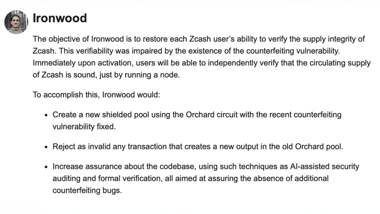 Zooko post on Zcash's Ironwood upgrade.